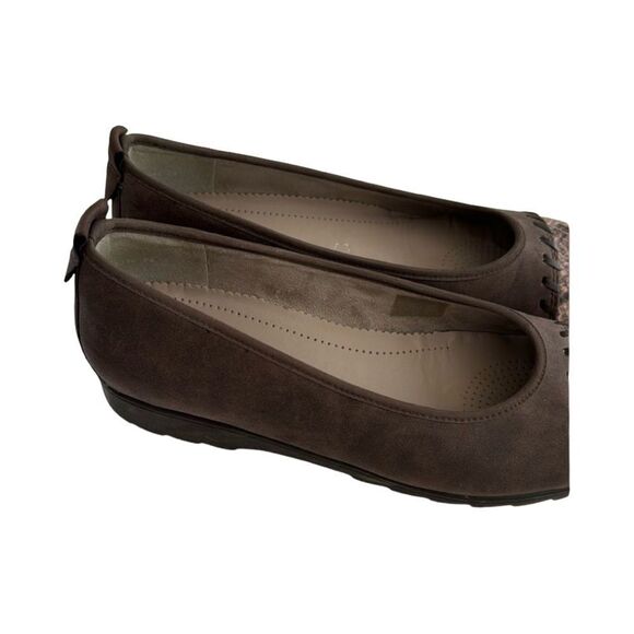 JENNY RELAX INSOLE TAUPE SUEDE WITH SNAKESKIN TOE - Picture 5 of 7